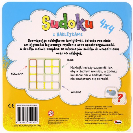Sudoku z naklejkami 1 [KSIĄŻKA]