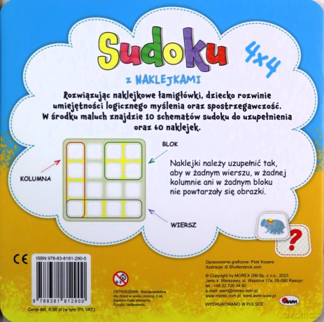 Sudoku z naklejkami 1 [KSIĄŻKA]