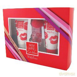 Naomi Campbell Cat Deluxe With Kisses Zestaw - woda toaletowa 15ml spray + balsam do ciała 50ml + żel pod prysznic 50ml (30983) [PERFUMY]