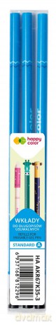 Wkłady do długopisu wymazywalnego Standard 0.5mm A niebieski 3 szt. w etui Happy Color