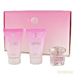 Versace Bright Crystal Zestaw - woda toaletowa 5ml bez sprayu + balsam do ciała 25ml + żel pod prysznic 25ml (99440) [PERFUMY]