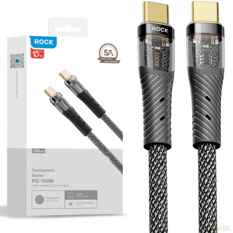 ROCK Z21 Kabel USB-C do USB-C QC VOOC 100W 1,2m Czarny