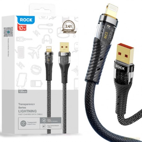 ROCK Z21 Wzmacniany Kabel USB Lightning PD 120cm Czarny