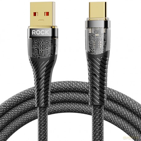 ROCK Z21 Wzmacniany Kabel USB-C QC VOOC 6A 120cm Czarny