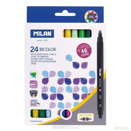 Flamastry Bicolor Dwustronne 48 kol. 24 szt