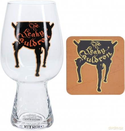 Harry Potter Leaky Cauldron Glass and Coaster Set / Zestaw prezentowy Harry Potter Dziurawy kocioł: szklanka plus podstawka