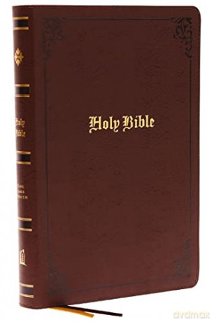 KJV, Large Print Center-Column Reference Bible, Bonded Leather, Brown, Red Letter, Thumb Indexed, Comfort Print: Holy Bible, King James Version - Bibles - Thomas Nelson [KSIĄŻKA]