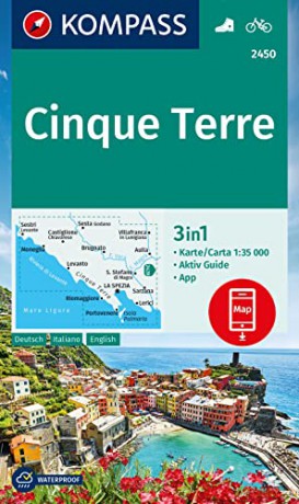 KOMPASS Wanderkarte 2450 Cinque Terre 1:35.000: 3in1 Wanderkarte, mit Aktiv Guide inklusive Karte zur offline Verwendung in der KOMPASS-App. Fahrradfahren. - Kompass [KSIĄŻKA]
