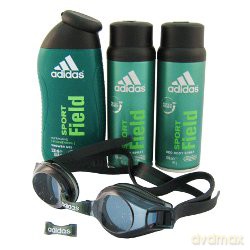 Adidas Sport Field Zestaw - dezodorant 2x150ml spray + żel pod prysznic 250ml + okulary do pływania (08715) [PERFUMY]