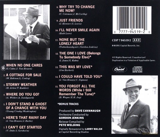 Frank Sinatra: No One Cares [CD]