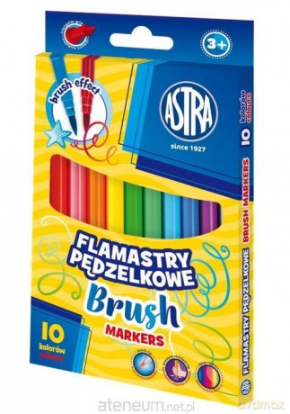 Flamastry okrągłe pędzelkowe 10 kolorów
