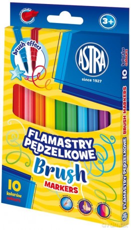 Flamastry okrągłe pędzelkowe 10 kolorów