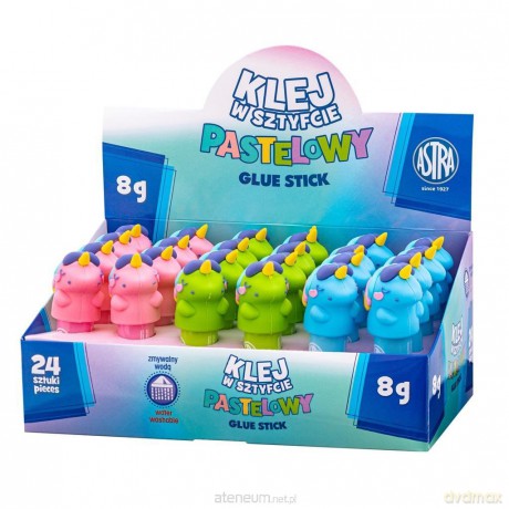 Klej w sztyfcie 8g z nakładkami 3D Unicorn (24 szt)