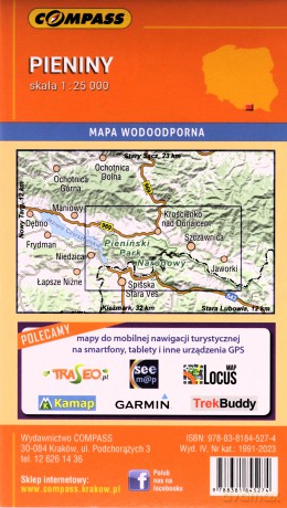 Mapa kieszonkowa - Pieniny 1:25 000 laminowana