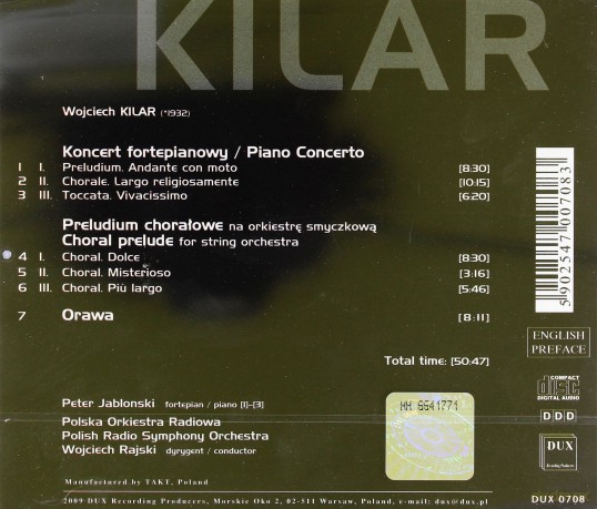 Piano Concerto Chorał Prelude Orawa - Wojciech Kilar [CD]