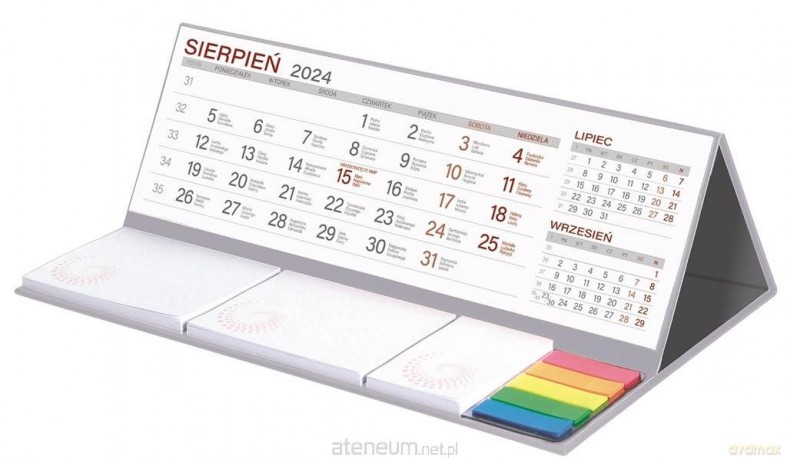 Kalendarz 2024 biurkowy z notesem MAXI szary [KALENDARZ]