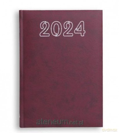 Terminarz 2024 A5 dzienny Standard - bordowy [KALENDARZ]