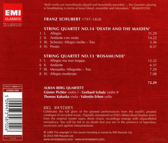 Alban Berg Quartett: String Quartets No. 14 In D Minor D. 810 & No. 13 In A Minor D. 804 [CD]