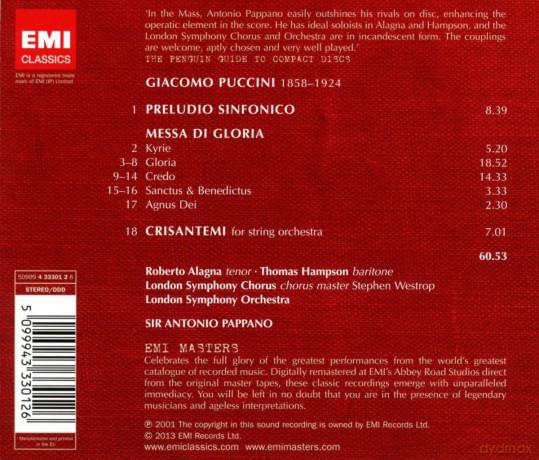 Antonio Pappano: Messa Di Gloria [CD]