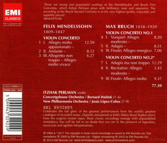 Perlman: Violin Concertos [CD]