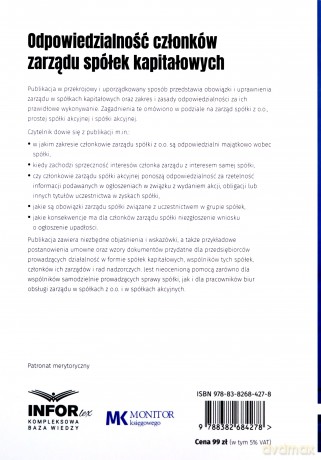 Odpowiedzialność członków zarządu spółek kapitałowych wyd. 2 - Adam Sroga [KSIĄŻKA]
