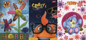 Zeszyt A5 w trzy linie 16 kartek 15 sztuk mix