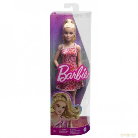 Lalka Barbie Fashionistas w różowo-czerwonej sukience