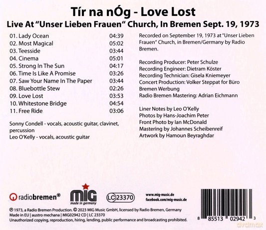 Tír na nÓg: Love Lost In Bremen Live In Bremen 1973 [CD]