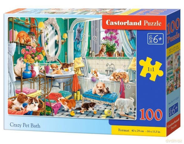 CASTORLAND Puzzle 100 el. Crazy Pet Bath [PUZZLE]