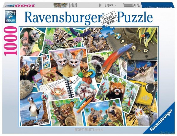 RAVENSBURGER 1000 el. Zwierzaki w podróży [PUZZLE]