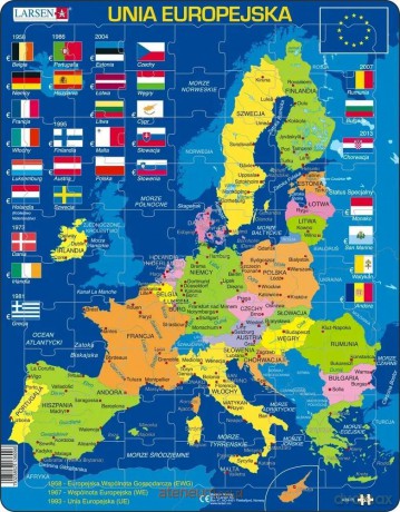 Układanka Unia Europejska - Mapa, Flagi [PUZZLE]