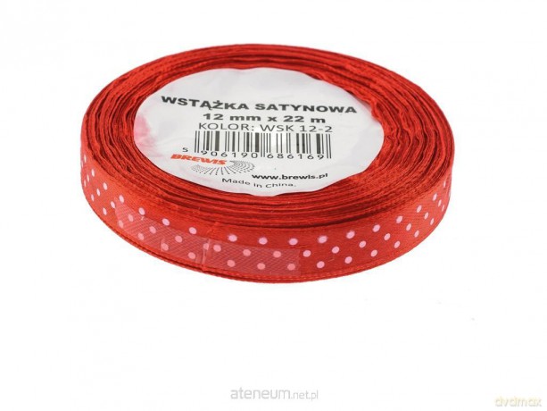 Wstążka satynowa w kropki czerwona 12mmx22m
