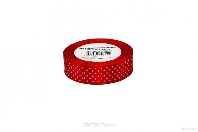 Wstążka satynowa w kropki czerwona 25mmx22m