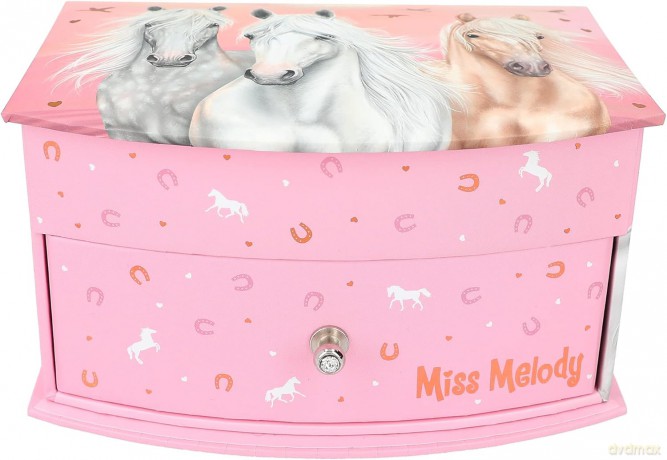 Szkatułka na biżuterię Miss Melody z lusterkiem i szufladką 12404A