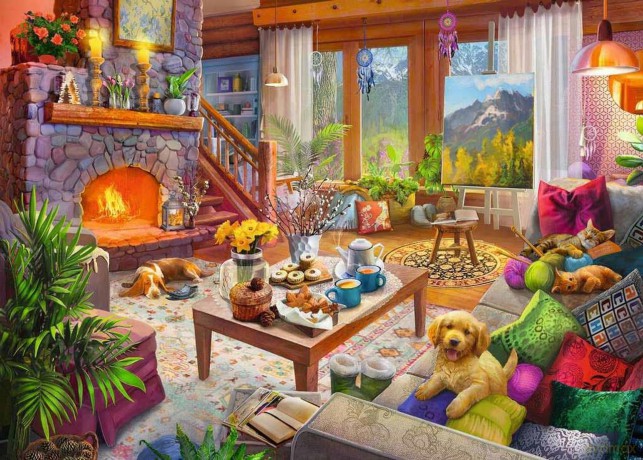 RAVENSBURGER 1000 el. Przytulny pokój [PUZZLE]