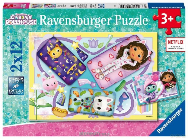 RAVENSBURGER Puzzle dla dzieci 2x12 Koci Domek Gabi [PUZZLE]