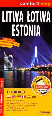 Comfort! map Litwa, Łotwa, Estonia 1:700 000 mapa