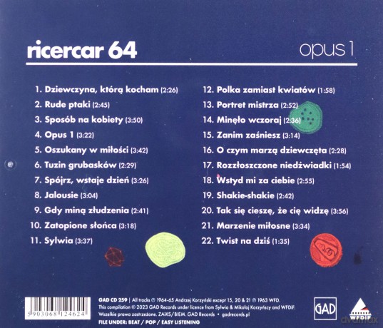 Andrzej Korzyński: Ricercar 64/Opus 1 [CD]