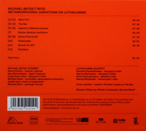 Michael Bates: Metamorphoses: Variations on Lutosławski [CD]