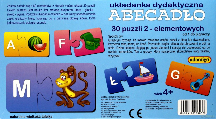 ADAMIGO Układanka puzzlowa Abecadło 303 [GRA]