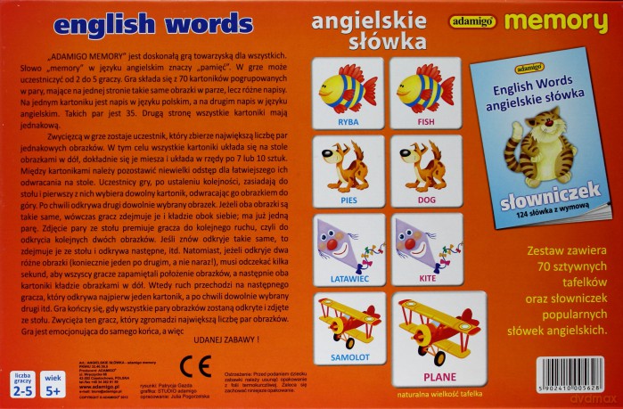 ADAMIGO Gra Memory Angielskie Słówka 5628 [GRA]