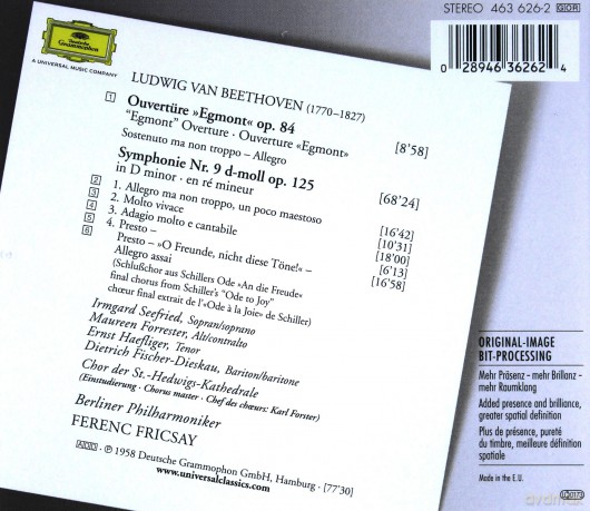 Fricsay: Beethoven Symphony No. 9 [CD]