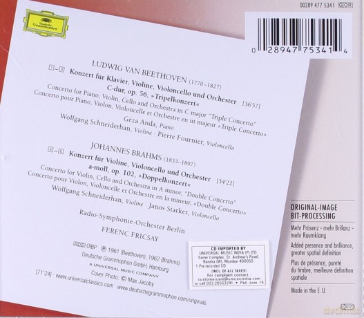 Fricsay: Beethoven:Triple Concerto,Brahms:Double [CD]