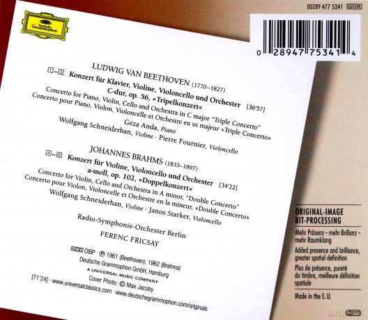 Fricsay: Beethoven:Triple Concerto,Brahms:Double [CD]