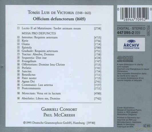 Gabrieli Consort McCreesh: Victoria:Requiem [CD]