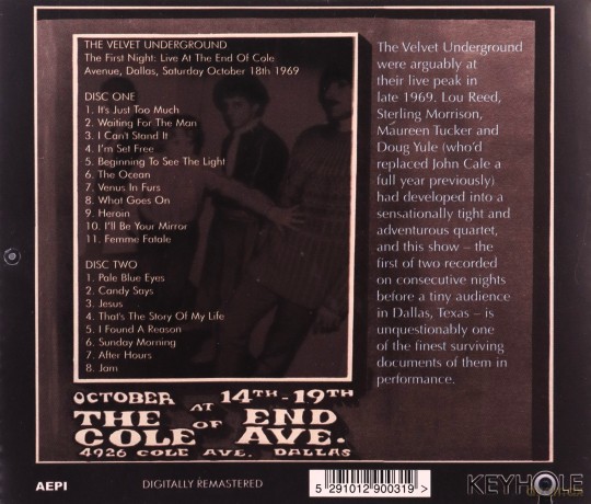 The Velvet Underground: At the End of Cole Ave- 1st Night [2CD]