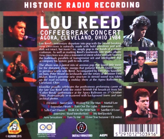 Lou Reed: Coffeebreak Concert Agora, Cleveland, Ohio 1984 [CD]