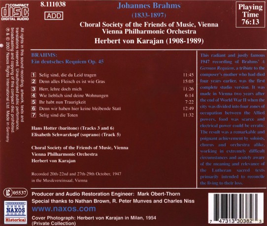 Johannes Brahms: Ein Deutsches Requiem [CD]