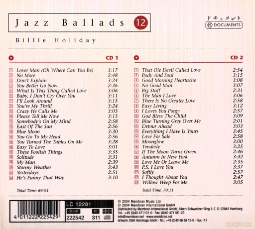 Billie Holiday: Jazz Ballads 12 [2CD]