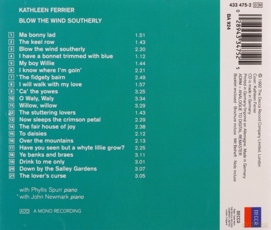 Kathleen Ferrier: Kathleen Ferrier Vol 8: 'Blow the Wind Southerly' British Songs [CD]